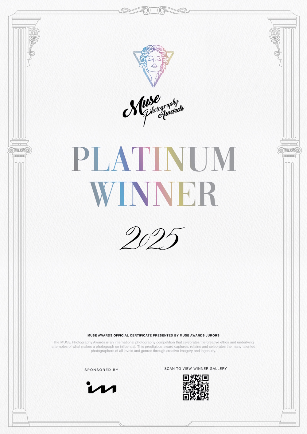 MUSE Photography Awards Certificate