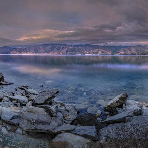 the end of the day, among the rocks at Lake Hawea