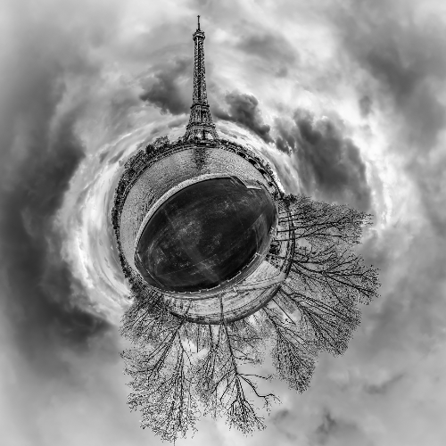 MUSE Photography Awards Gold Winner - Tiny Planet-sur-Seine / B&W by Christian Kleiman Fine Art Photography